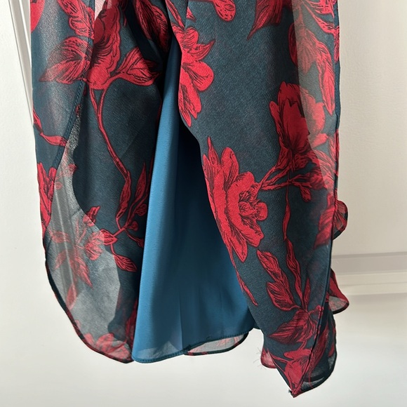 NWOT KERRY LAYERED RUFFLE CAMI STRAP DRESS FOREST GREEN/RED Small / 8 - Picture 13 of 15